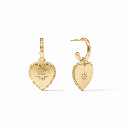 Heart Hoop and Charm Earring - Cubic Zirconia