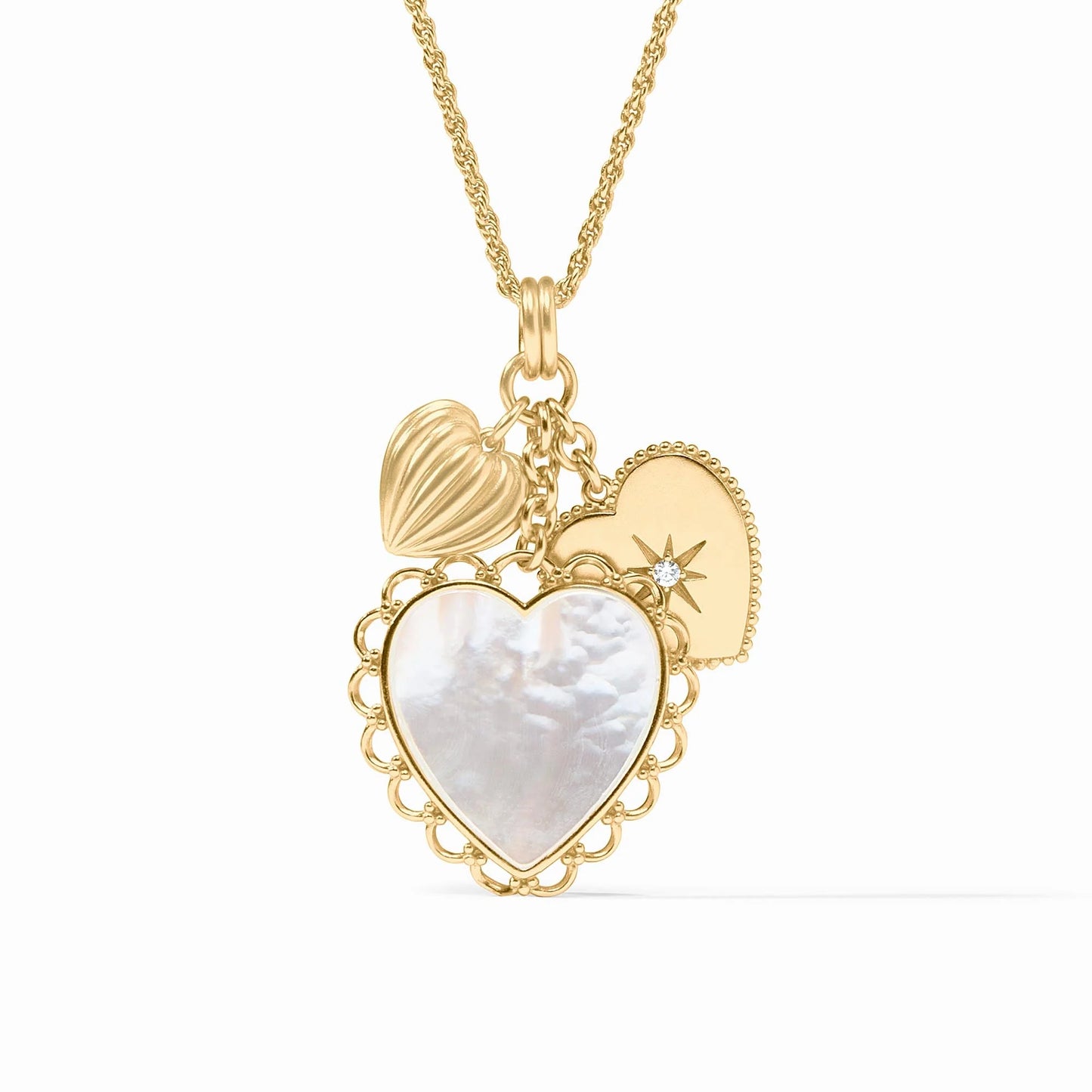 Heart Trio Charm Pendant - Mother of Pearl
