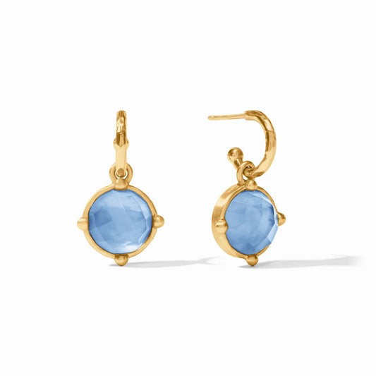 Honeybee Hoop & Charm Earring - Iridescent Chalcedony Blue