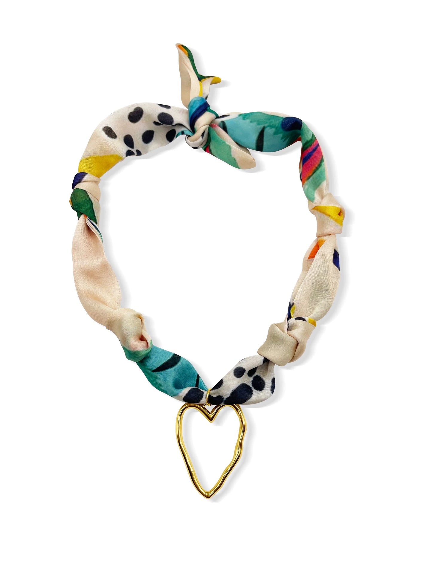 Spotted Open Heart Scarf Necklace
