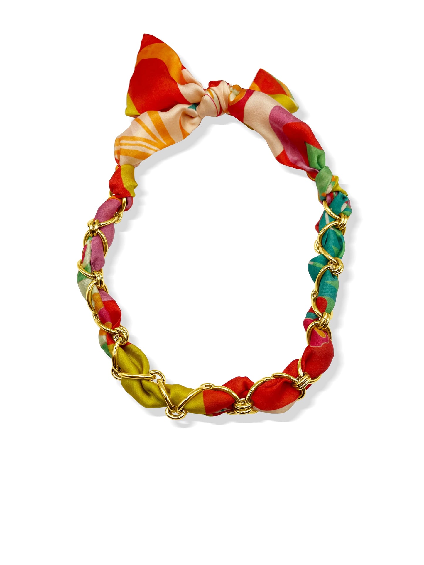 Pink & Orange Chain Scarf Necklace