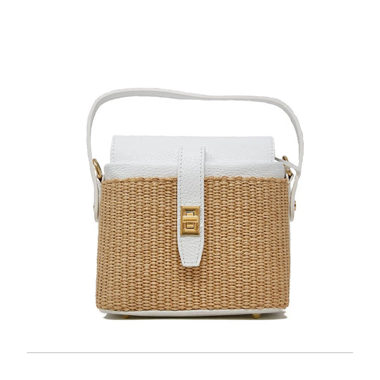 Tara Rattan and White Leather Bag