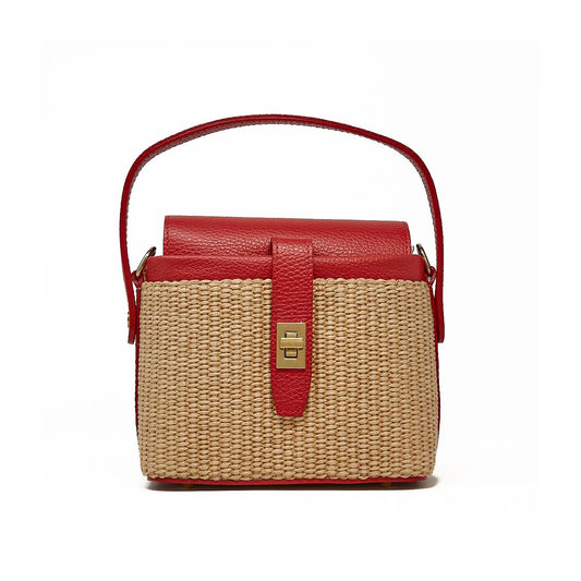 Tara Rattan and Red Leather Bag