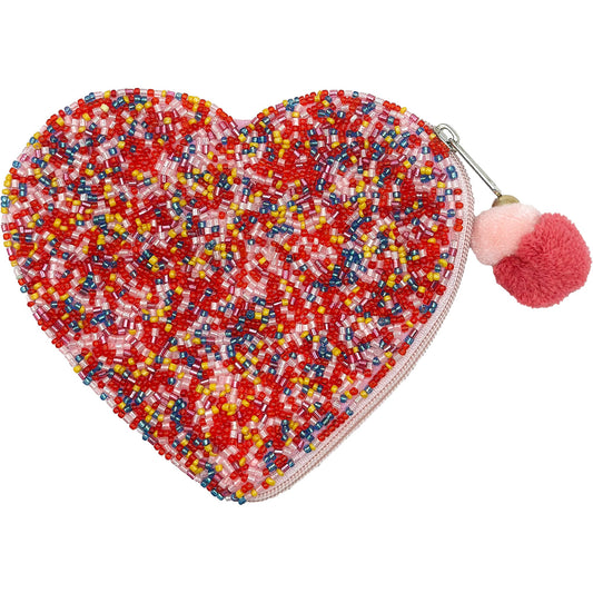 Confetti Heart Beaded Pouch