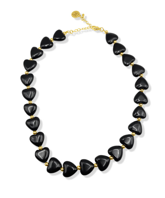 Rory Black Gemstone Heart Shaped Necklace