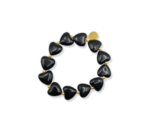 Rory Black Heart Shaped Stone Bracelet