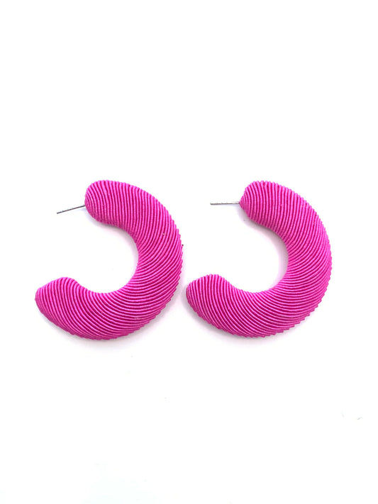 Corded Hot Pink Large Hoops