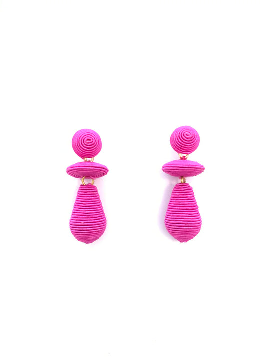 Corded Hot Pink Small Orbit Earrings