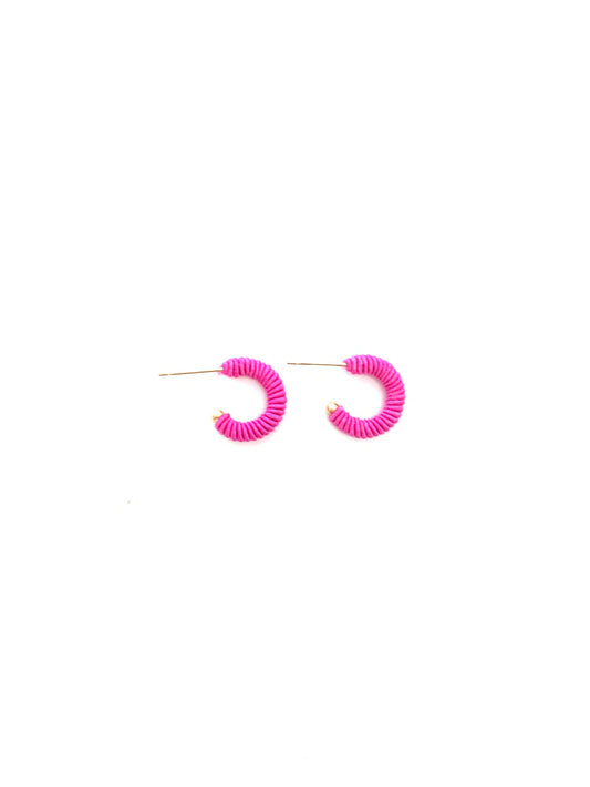 Corded Hot Pink Huggie Earring