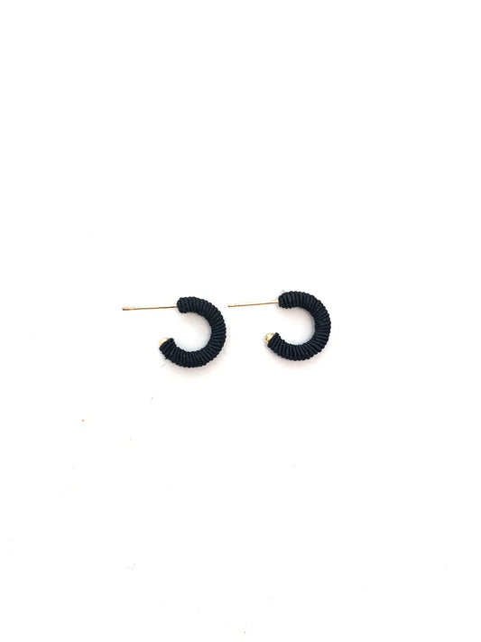 Corded Black Huggie Earring