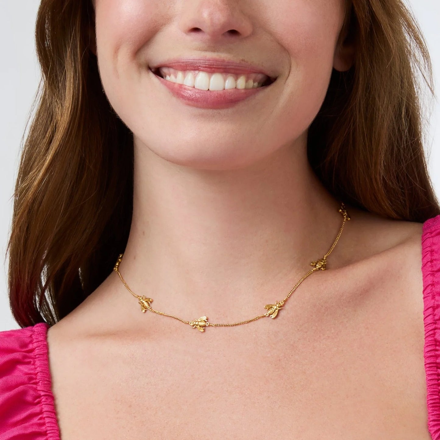 Bee Delicate Station Necklace - Gold