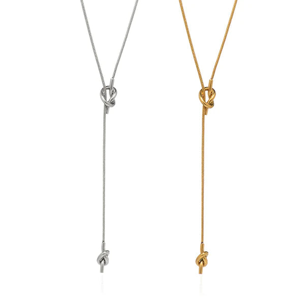 Knot Lariat Gold Necklace