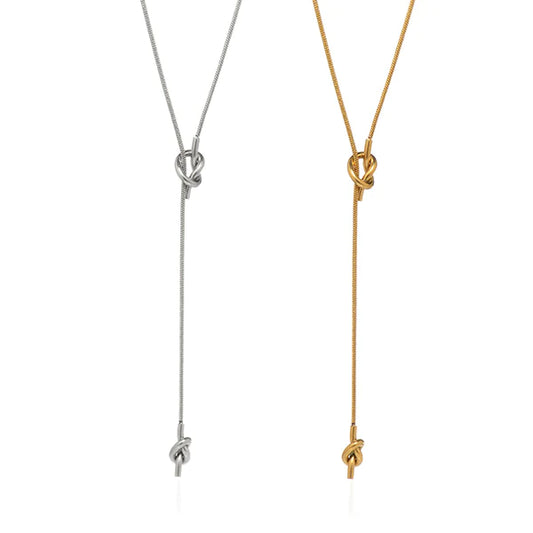 Knot Lariat Gold Necklace