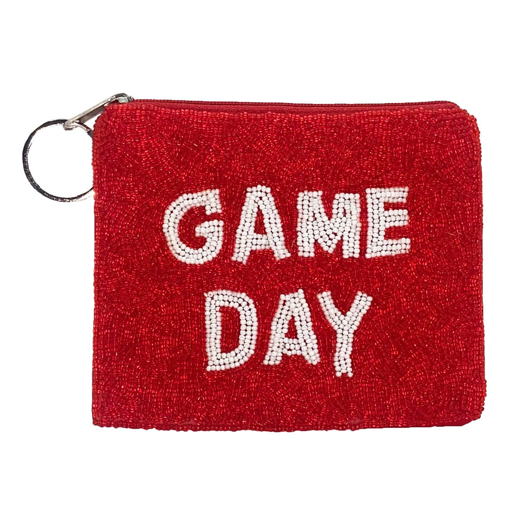 Game Day Beaded Pouch - Red