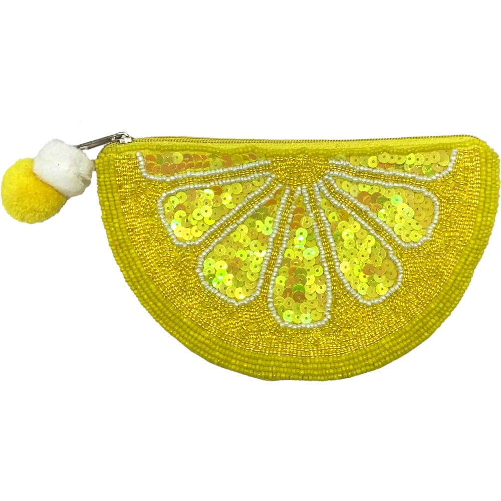 Lemon Beaded Pouch