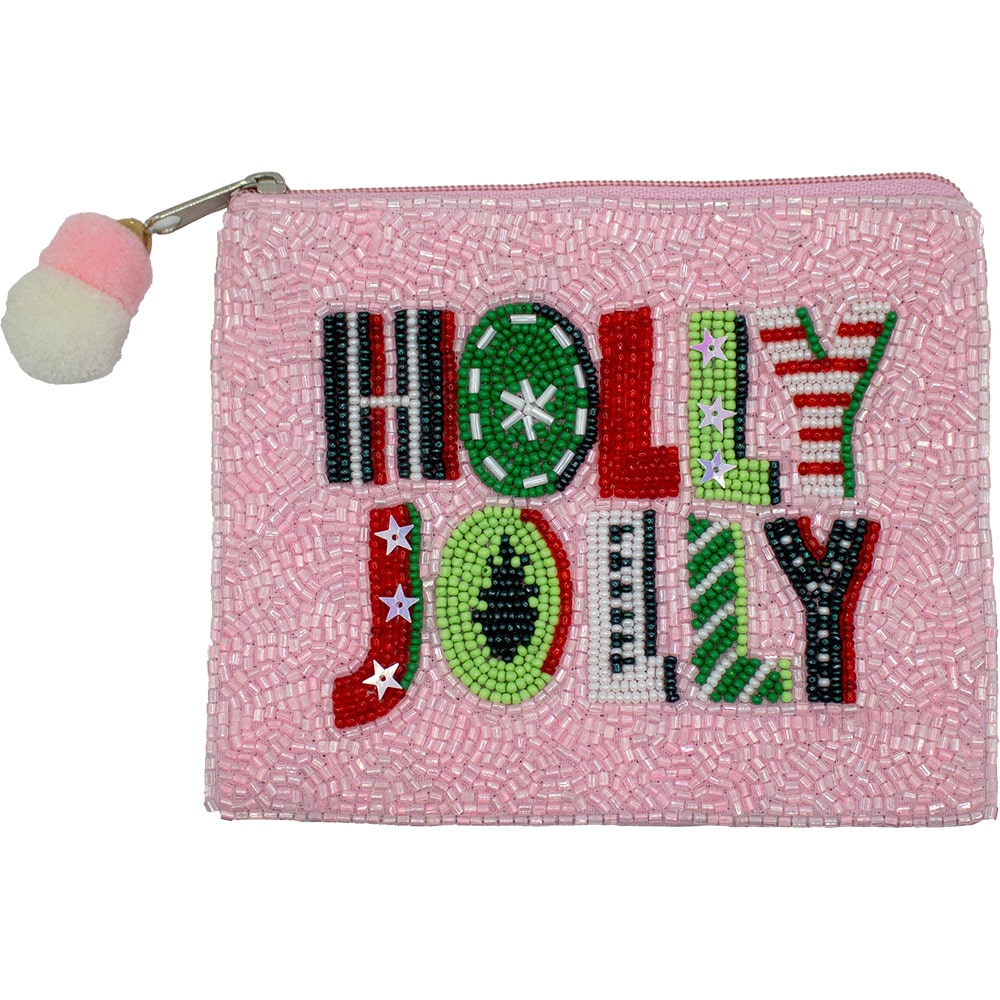 Holly Jolly Beaded Pouch