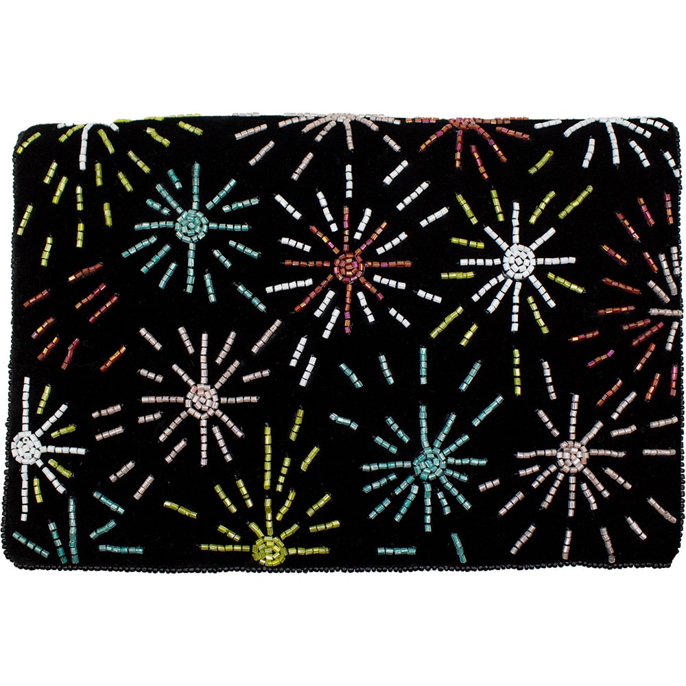 Velvet Starbust Beaded Clutch