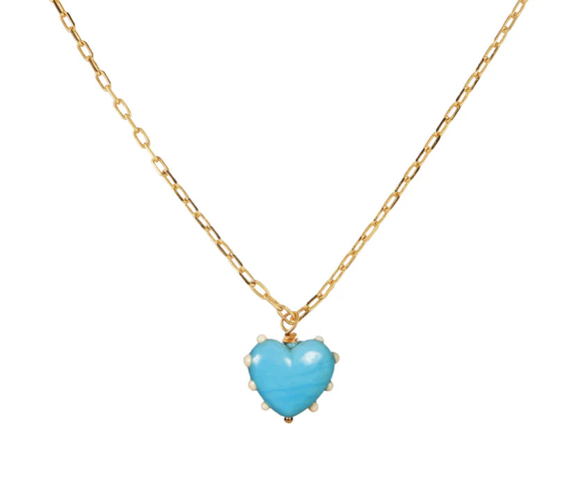 Glass Blue Heart Necklace
