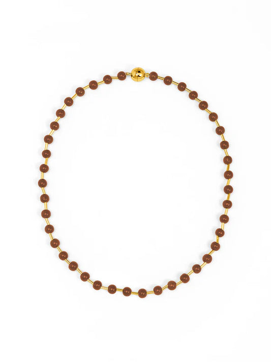 Polly Magnet Bead Necklace - Brown