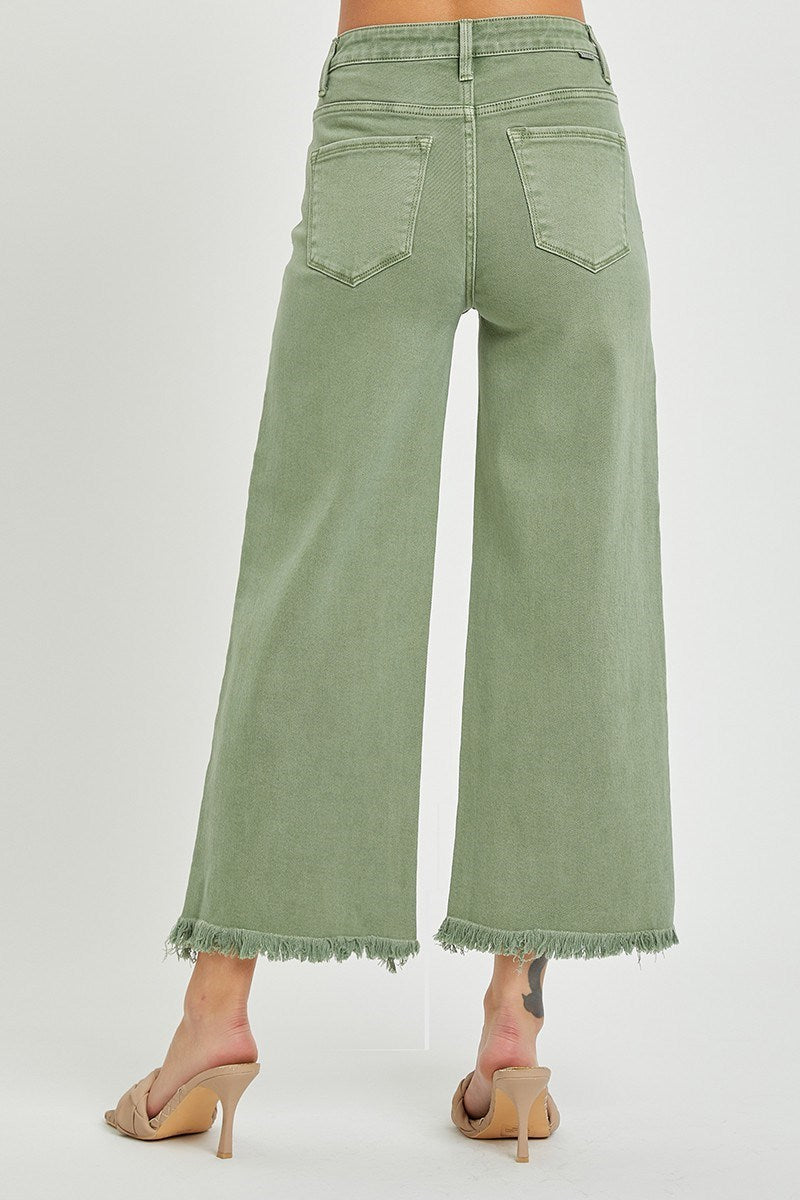 Sierra Olive Wide Leg Jeans