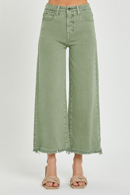 Sierra Olive Wide Leg Jeans