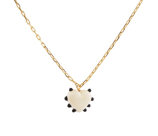 Glass Ivory Heart Necklace