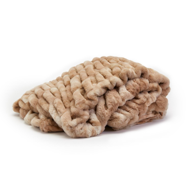 Brown Marbled Faux Fur Throw