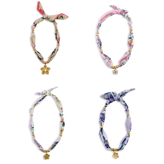 Scarf Necklace with Flower Charm