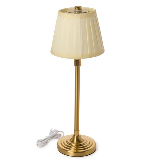Gold Adjustable LED Lamp with Pleated Shade