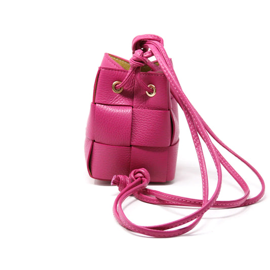 Addie Pink Leather Bucket Bag