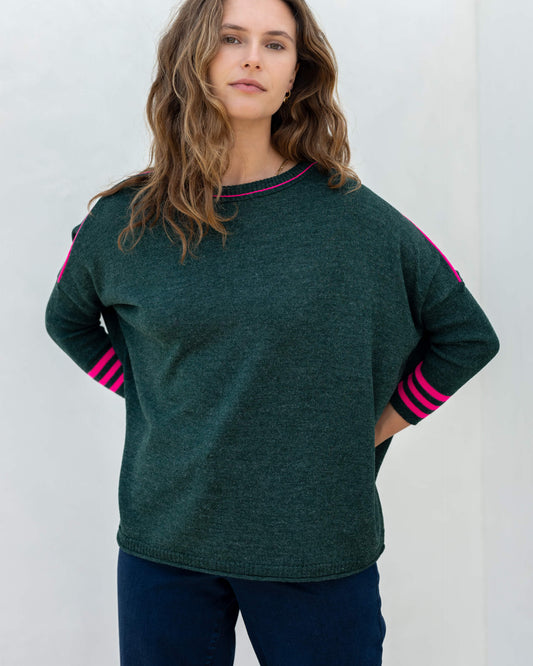 Catalina Crewneck Sweater - Alpine & Lipstick
