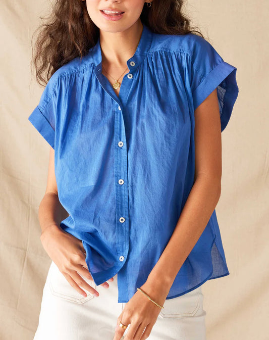 Aphrodite Blue Short Sleeve Button-Up Shirt