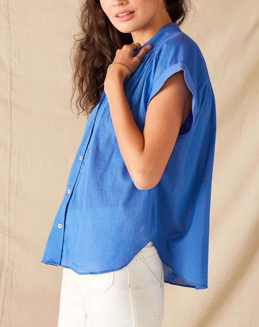 Aphrodite Blue Short Sleeve Button-Up Shirt