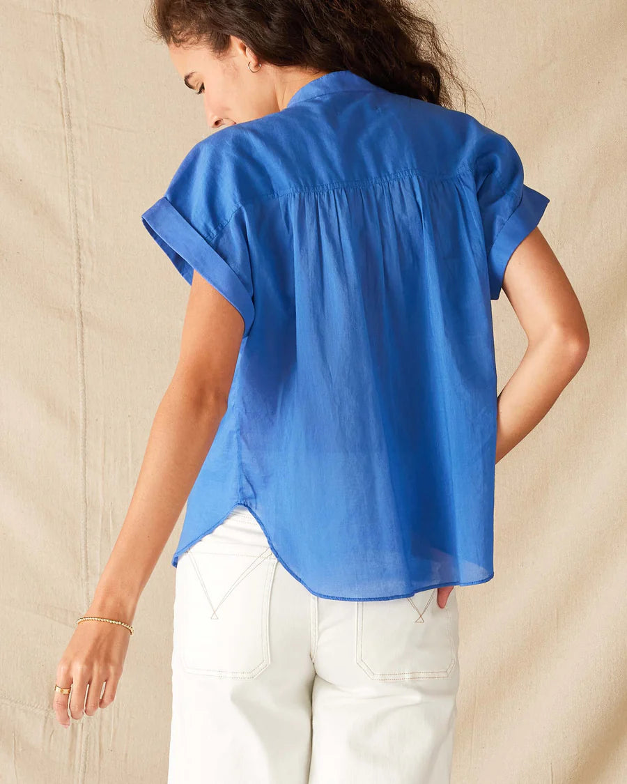 Aphrodite Blue Short Sleeve Button-Up Shirt