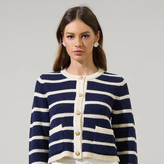 Monica Navy Stripe Cardigan