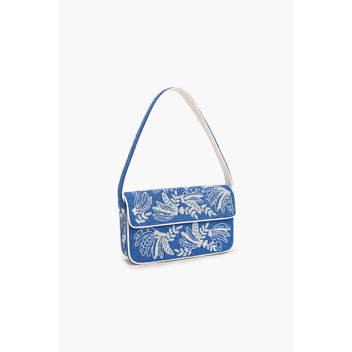 Blue and White Beaded Shoulder Bag