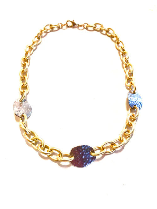 Becca Hammered Necklace with Disc - Gold