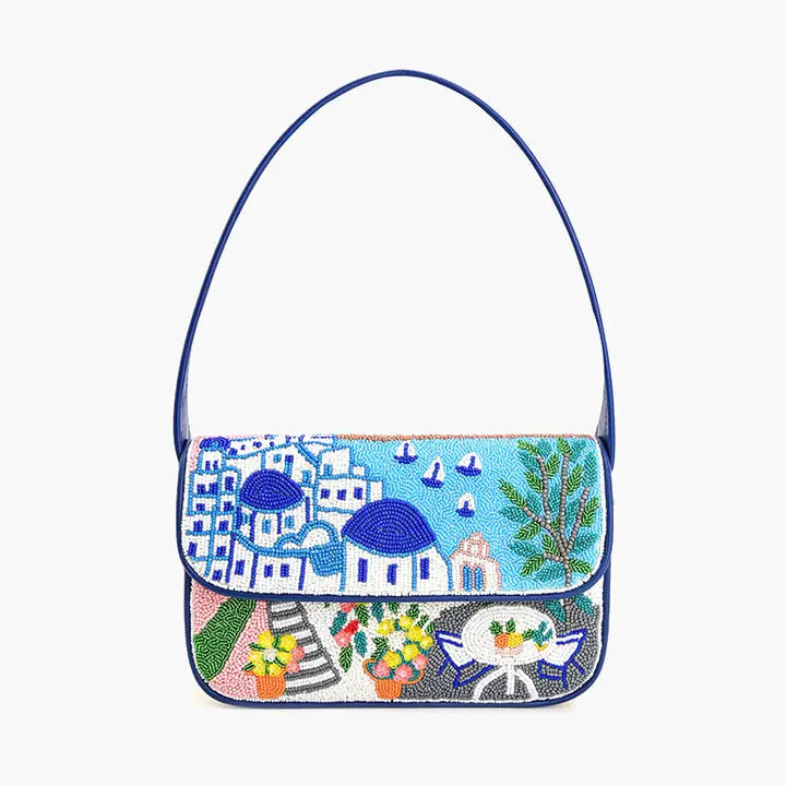 Santorini Dreams Beaded Shoulder Bag