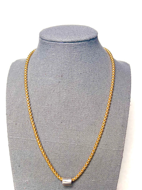 Barrel Gold with Silver Necklace