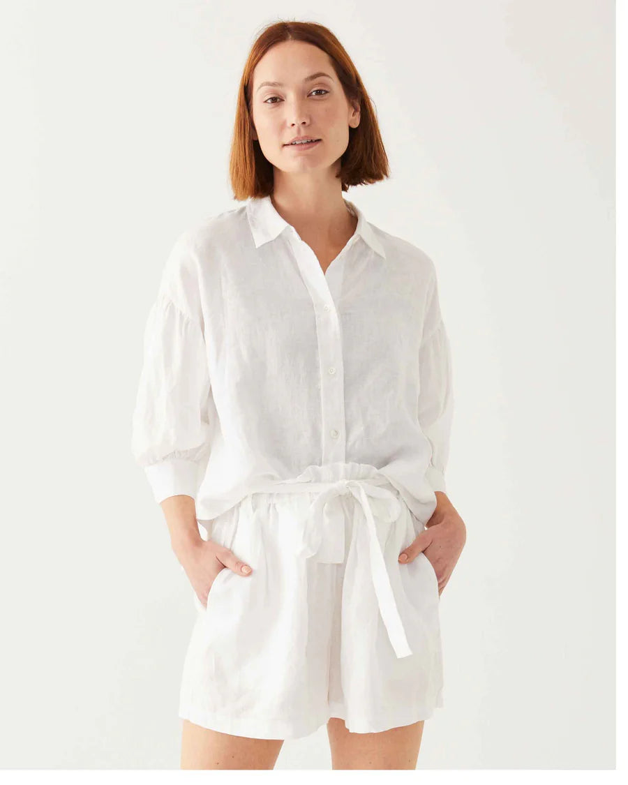 Billie Linen Short - White