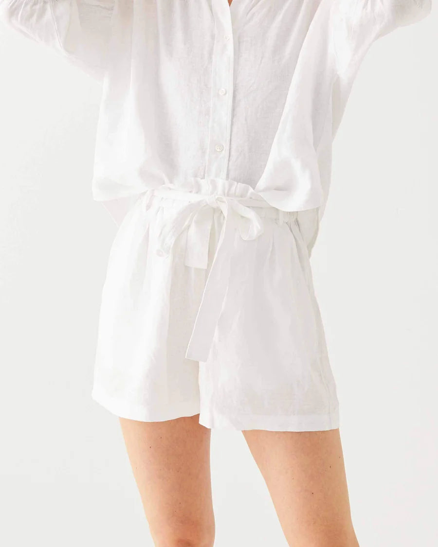 Billie Linen Short - White