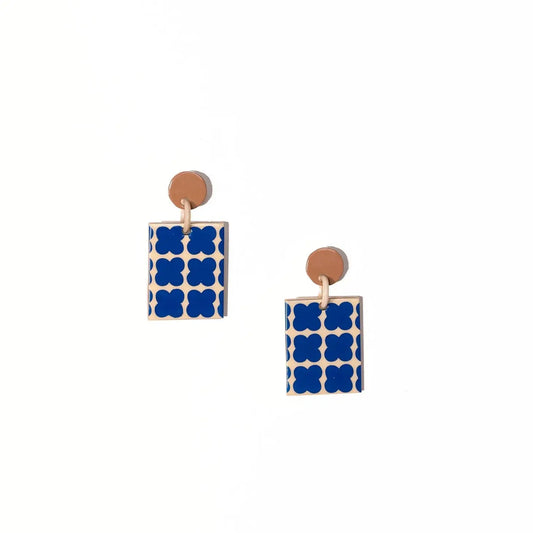 Blue Dot Dangle Earrings