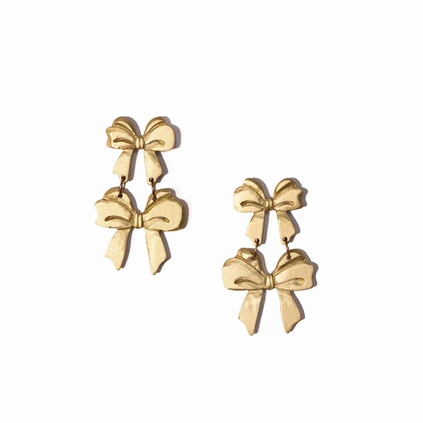 Double Bow Gold Earrings