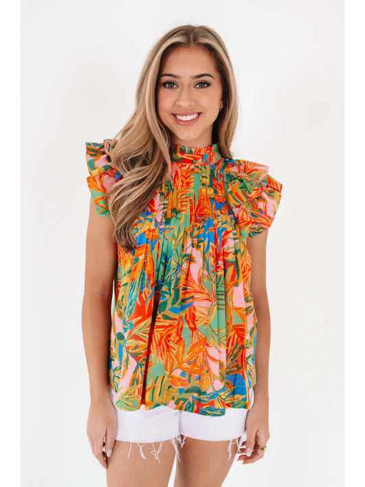 Myra Colorful Pleated Top