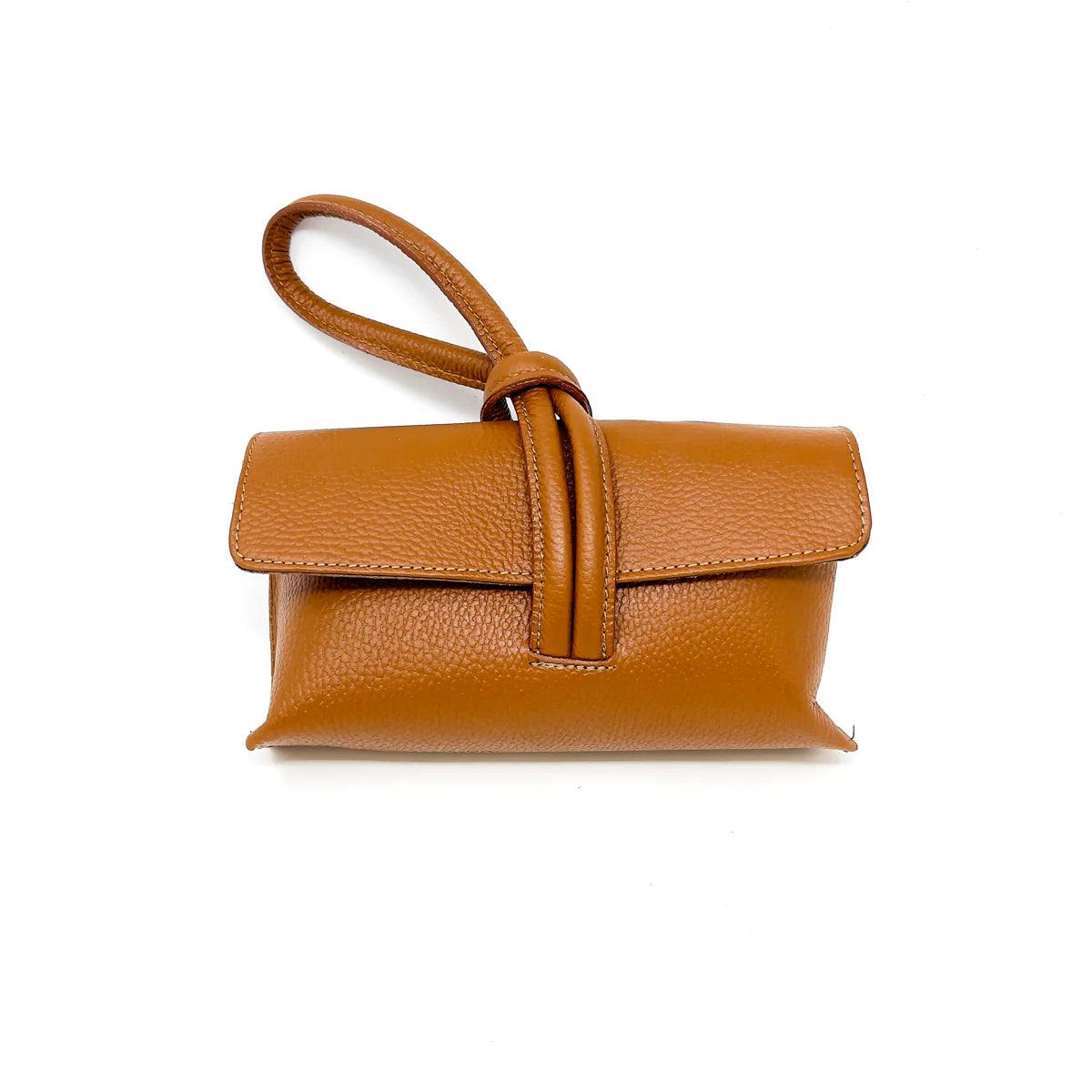 Dixie Camel Leather Wristlet Bag