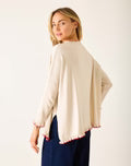 Catalina Ruffle Sweater - Cream and Red