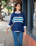 Catalina Crewneck Sweater - Navy and Teal