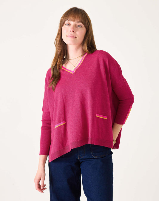 Catalina V-Neck Sweater - Dragonfruit