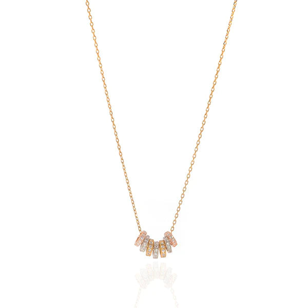 Seven Pave Ring Gold Necklace
