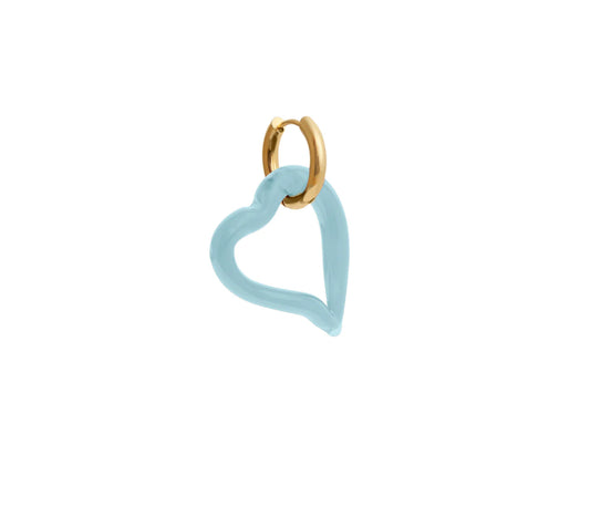 Cloudy Blue Glass Open Heart Earrings